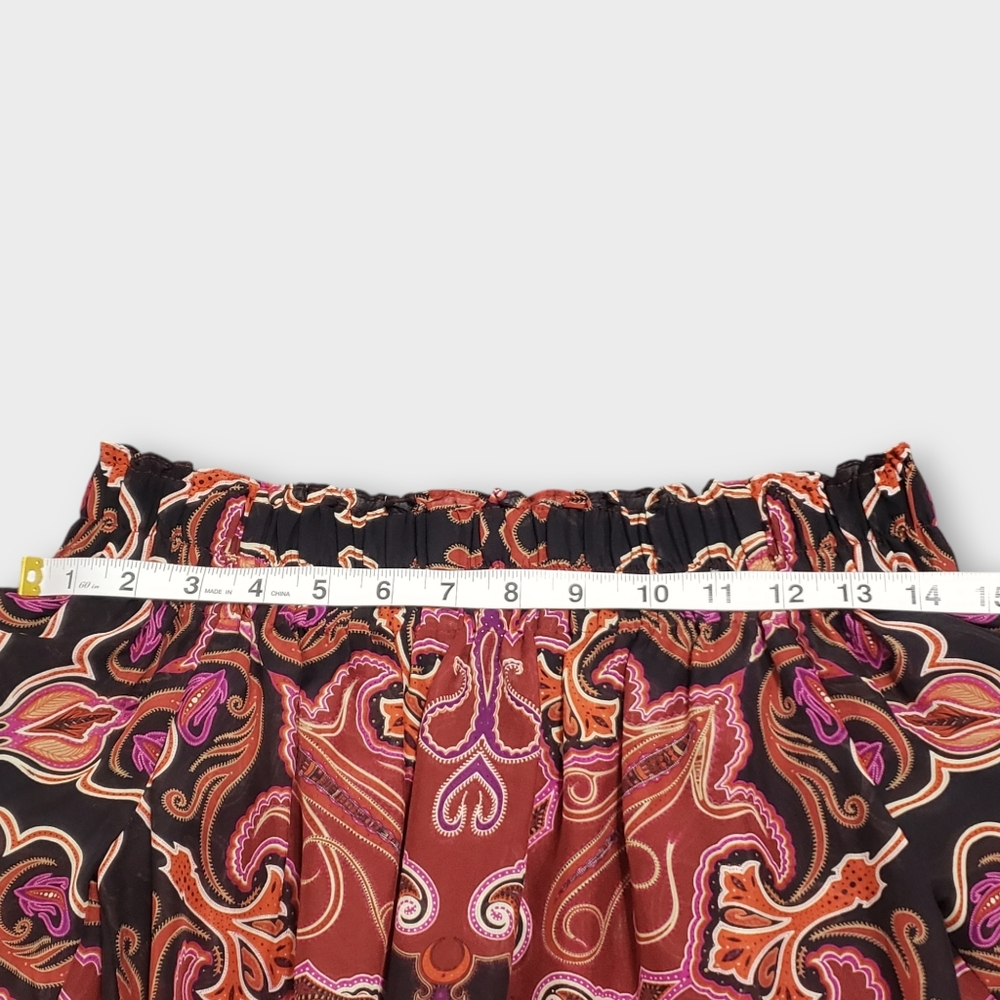 Rachel Zoe Silk Off Shoulder Blouse Paisley Flare Top Sz‎ 2 Whimsigoth Fairycore - Picture 14 of 15